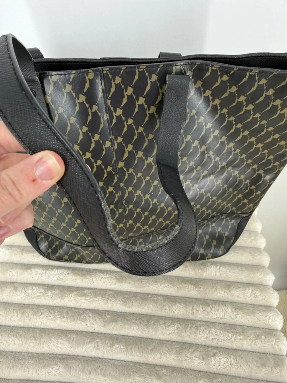 Anthropologie Joy Gryson Iiibeca Black Print Leather Reade Street Tote
